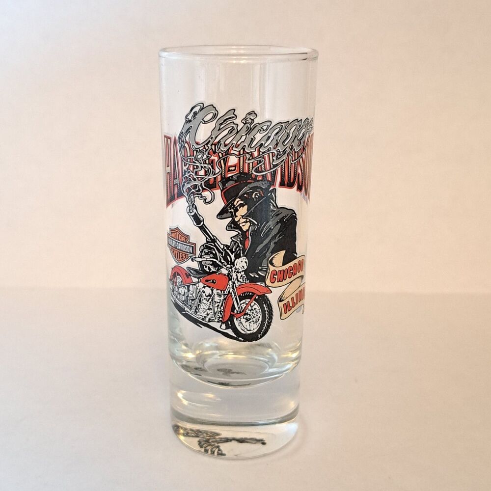 Vintage Harley-Davidson, Chicago, Illinois 4 inch Tall Shot Glass